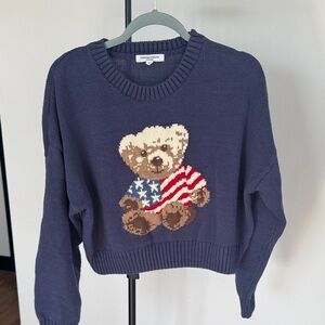 Blue Sweater with Bear Design